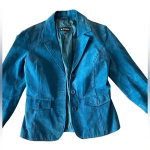 Le château Blue leather coat jacket  size medium